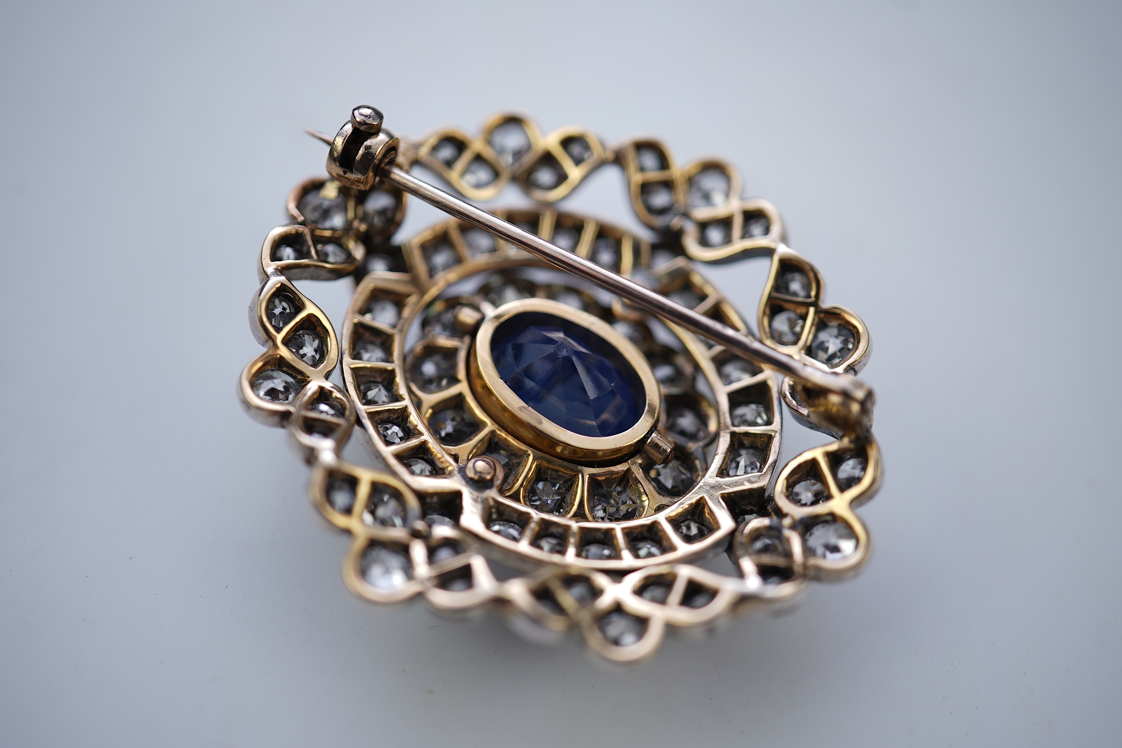 A Victorian sapphire and diamond brooch, late 19th century